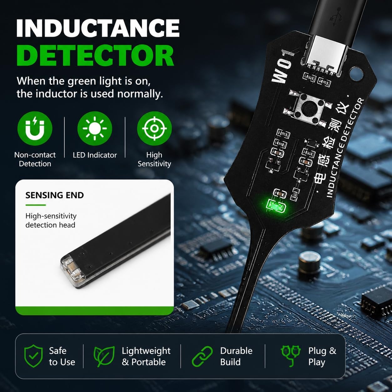 W01 Type C Inductance Tester M - đánh giá và giá Co Detector Plug