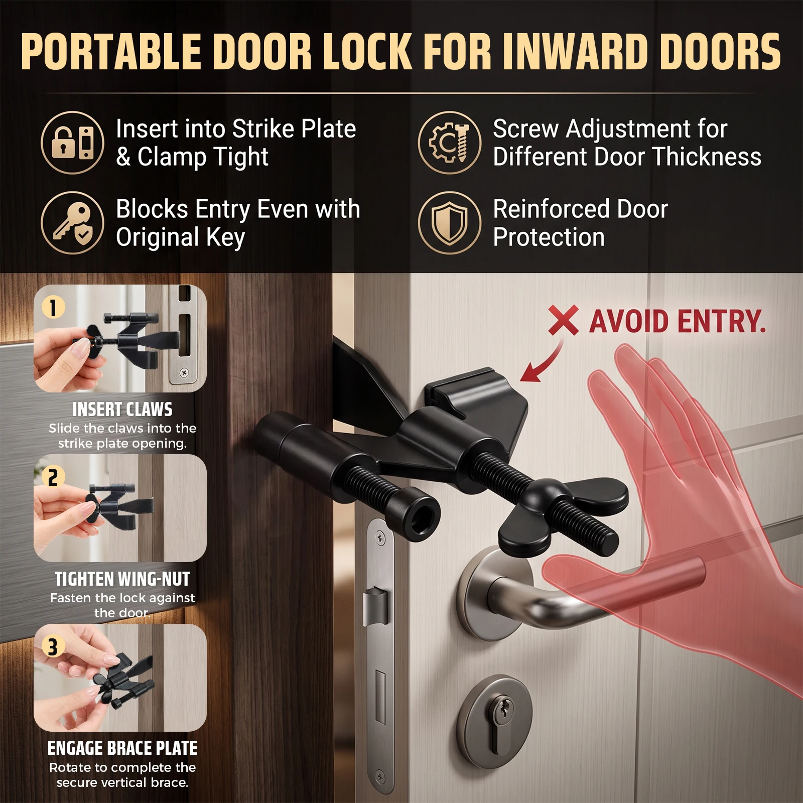 Portable Door Lock 120dB Door  - đánh giá và giá Door Stop Alarm